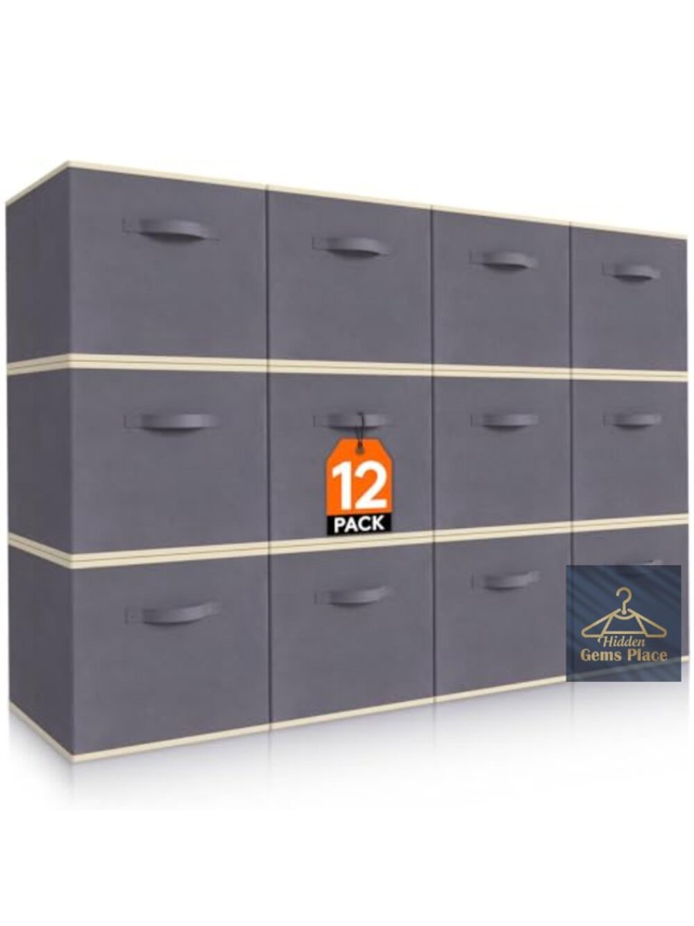 Foldable Fabric Storage Cubes 11 Inch Organizer Bins 18L 12 Pack